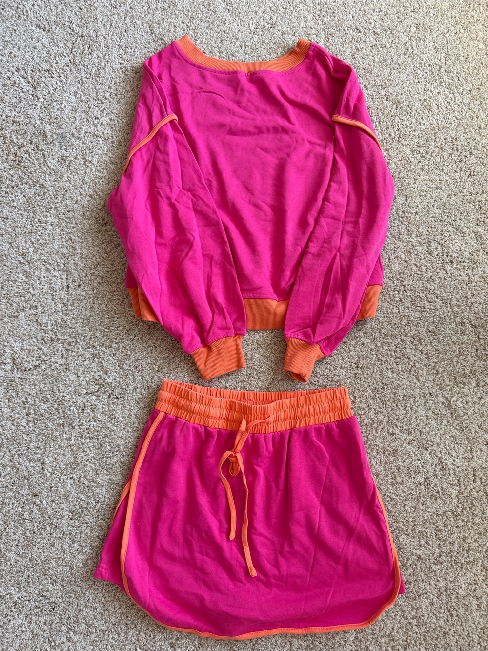 Hot Pink & Orange Two-Piece Sweat Set